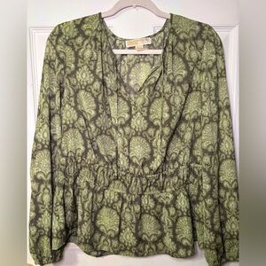 NWOT Michael Kors Women’s Long Sleeve Green Print Large